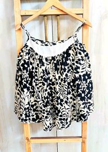 Black &amp; White Floral Camisole Top Size-40