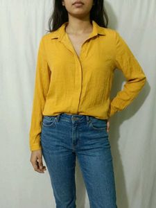 Mustard Yellow Button-Up Shirt Fised aprice