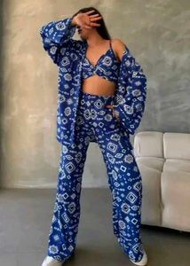 Blue Patterned 3-Piece Outfit