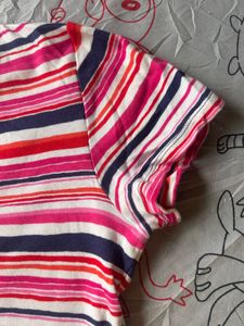 Striped V-Neck Short Sleeve Top