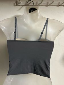 Sleek Grey Strappy Crop Top