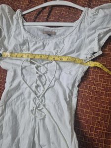 White Lace-Up Dress