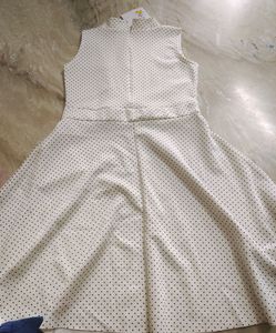 Off White Polka Dots Dress For Girls/Women