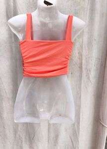 I. Trendy Orange Ruched Crop Top