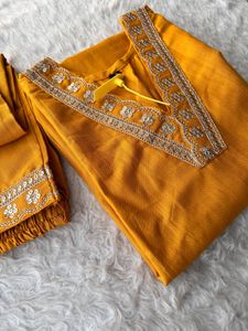 Elegant Mustard Kurta Set with Embellishments