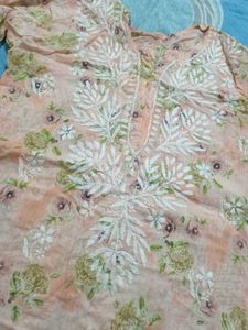 Floral Print Embroidered Kurta