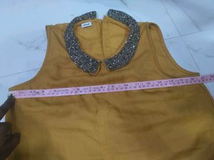 Mustard Yellow Embellished Collar Top