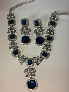Exquisite Blue Stone Necklace &amp; Earring Set