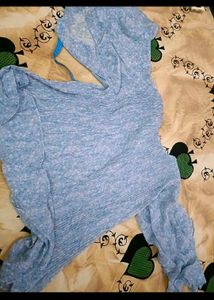 Stylish Grey Striped Top with Bell Sleeves