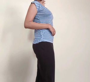 Classic Blue &amp; Navy Striped T-Shirt 100%Cotton