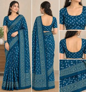 Beautiful Teal Saree with Print