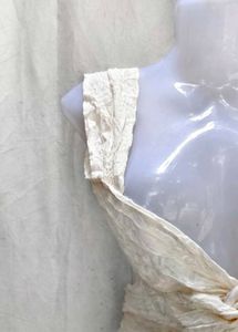 Cream Textured Twist Crop Top
