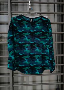 Camo Print Long Sleeve Top
