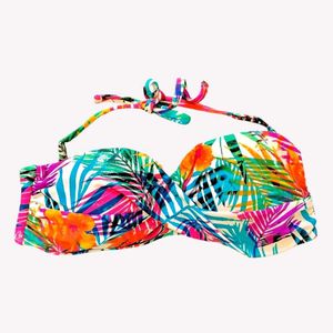 Vibrant Tropical Print Bikini Top