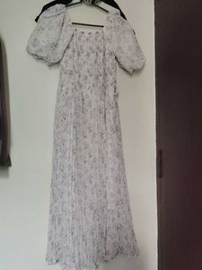 Floral Print Puff Sleeve Maxi Dress