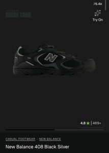 New Balance 408 Black Silver Sneakers
