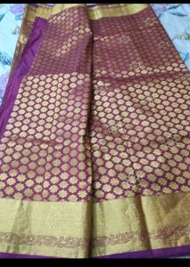 Elegant Maroon &amp; Gold Pattu Sari