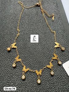 Gold Butterfly Necklace with Crystals