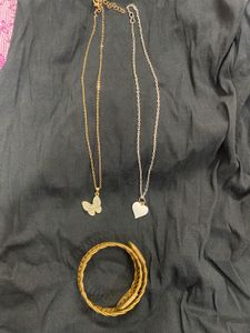 Chic Butterfly & Heart Necklace Set & bracelet