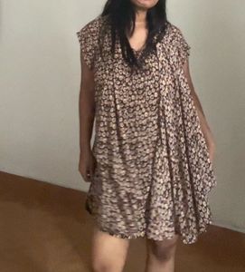 Boho Floral Print Savana Drape Mini Dress Top