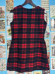 Red Plaid Mini Dress with Zipper
