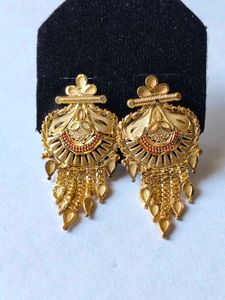 Intricate Gold Tone Dangle Earrings