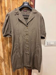 Stylish Button-Up Puff Sleeve Dress