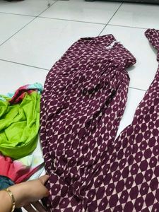 Stylish Maroon Geometric Print Kurta Set