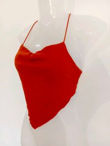 Women's Orange Halter Neck Crop Top