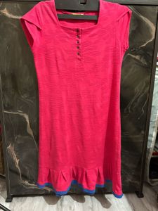 Chic Pink Ruffled Hem Dress