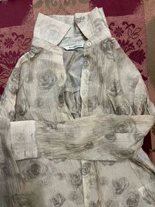 Sheer Rose Print Blouse