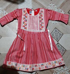 Beautiful Embroidered Red Kurta