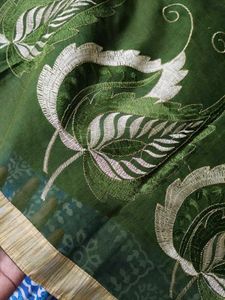 Olive green cotton blend beautiful saree