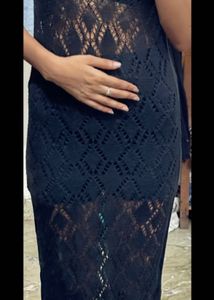 Chic Black Crochet Maxi Dress