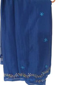 Elegant Royal Blue Embroidered Saree