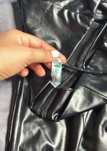 Shiny Black Bodycon Midi Dress