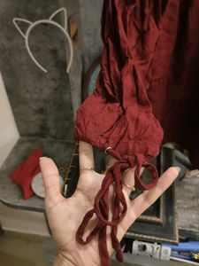 Maroon Eyelet Detail Top