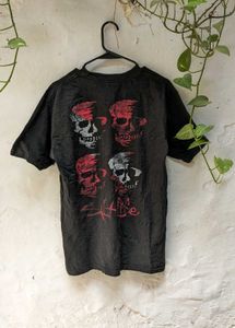 yk2 vintage tshirt Cool Black T-Shirt with Skull P