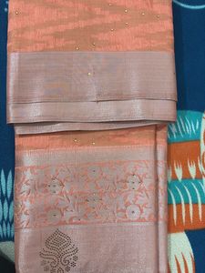 Elegant peach- coral saree new with tag