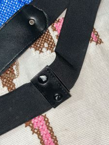 Chic Black Elastic Belt with Gold Chain Detail