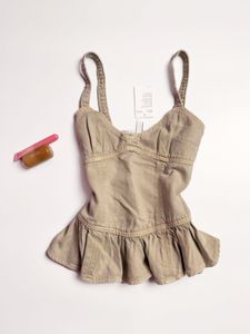 Ruffle Strap Denim Top