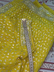 elegant Yellow embroidery saree buy1get1