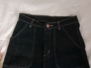 Black Cargo Pants with White Stitching