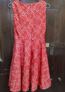 Girls Party Dress Red Floral Pearl Beading