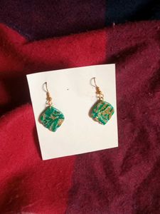 Green Marble Earrings