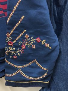 Embroidered Blue Kurta Set (pant and shall)
