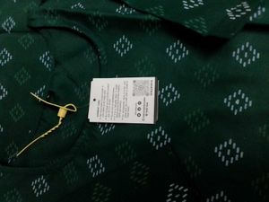 Green Ethnic Kurta with Diamond Print