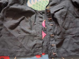 Embellished Black Cotton Blouse