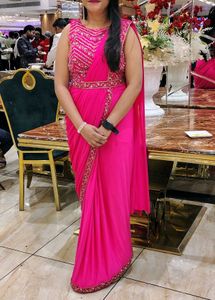 🩷 Ready to wear indo western saree dress party