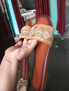 Embroidered Flat Sandals